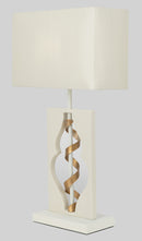 Lampe de table élégante en métal tressé blanc avec or