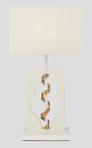 Lampe de table élégante en métal tressé blanc avec or