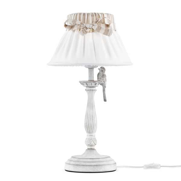 online Lampe de table élégante en métal oiseau blanc antique