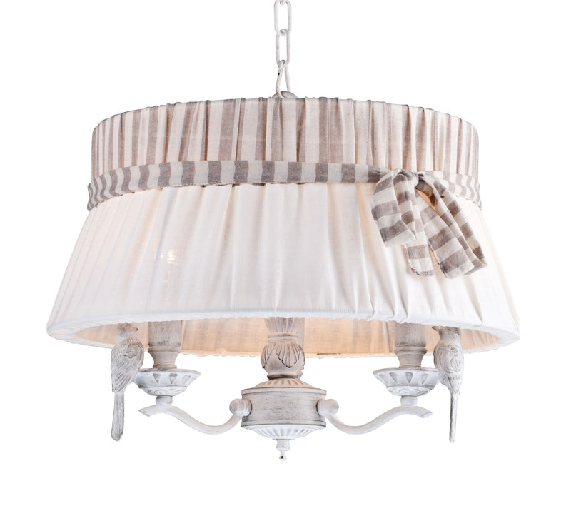 Lampadario Elegant in Metallo Bird Bianco Antique-1