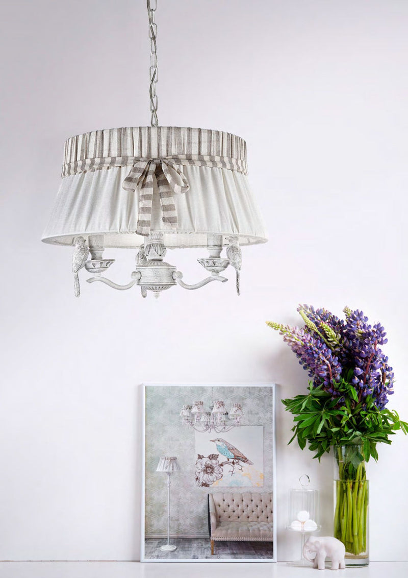 Lampadario Elegant in Metallo Bird Bianco Antique-2