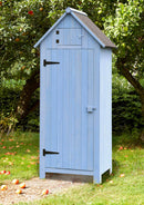 Casetta Box da Giardino 77x55xH179 cm in Legno di Abete 10mm Azzurro Armoire-2