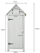 Casetta Box da Giardino 77x55xH179 cm in Legno di Abete 10mm Bianco Armoire-5