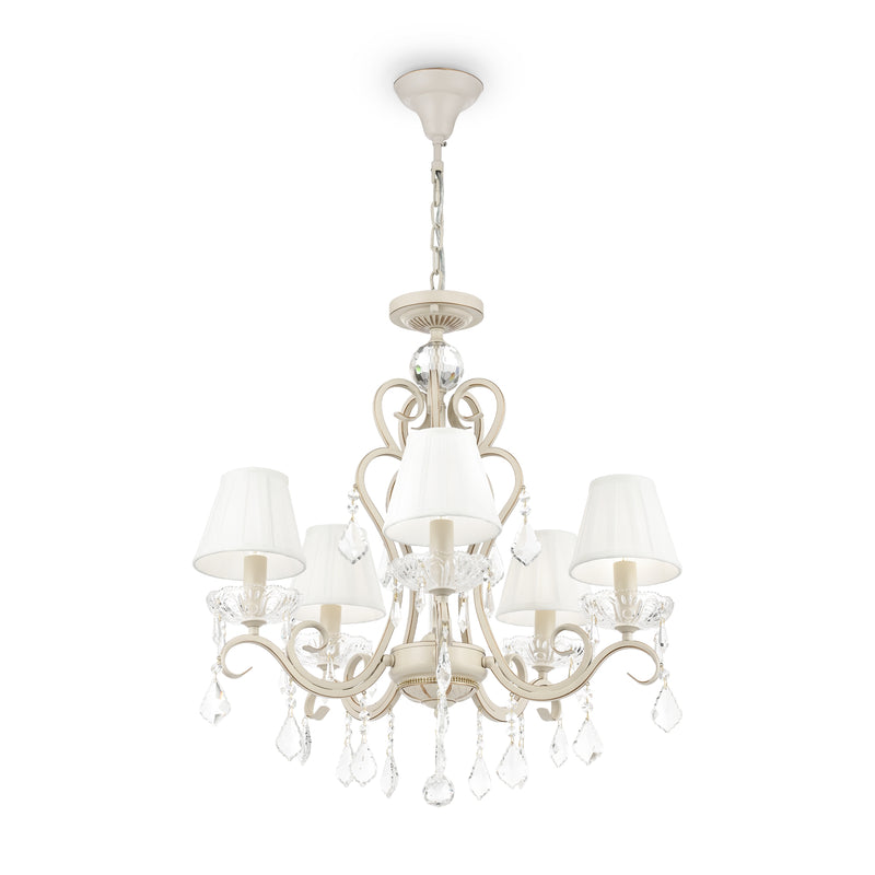 Lampadario Elegant in Metallo Triumph Crema con Oro-1