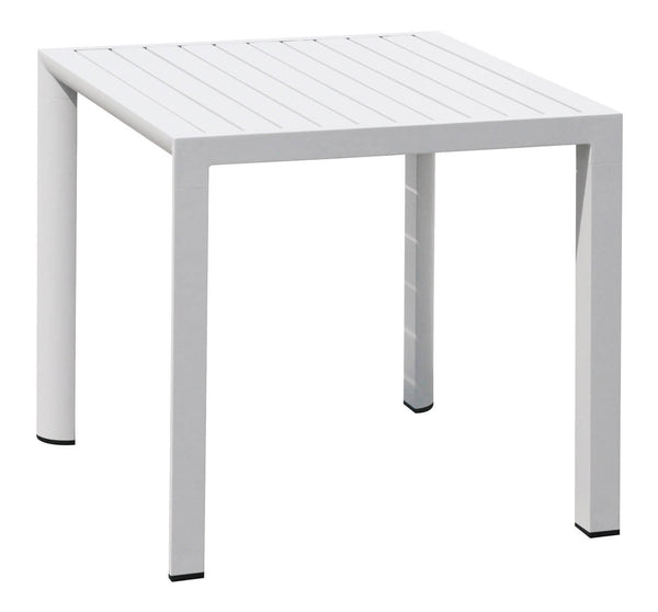 Table de jardin carrée 80x80x75 cm en aluminium blanc sconto