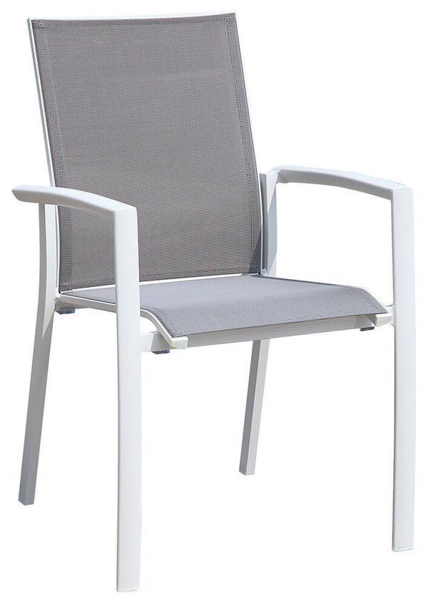 Chaise de jardin avec accoudoirs en aluminium et textilène blanc et gris clair online