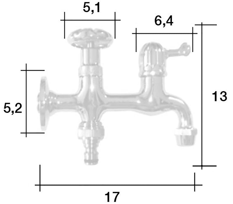 Rubinetto Doppio per Fontana da Giardino in Ottone Morelli Double-2