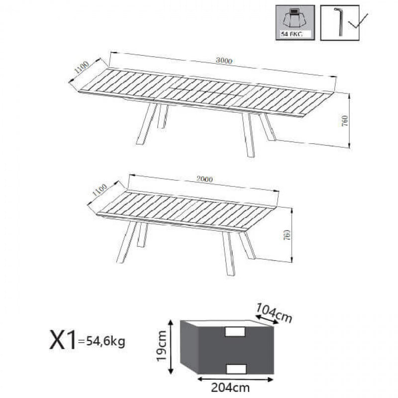 Tavolo Zante Allungabile 200/300x110x75 h cm in Alluminio Bianco-9