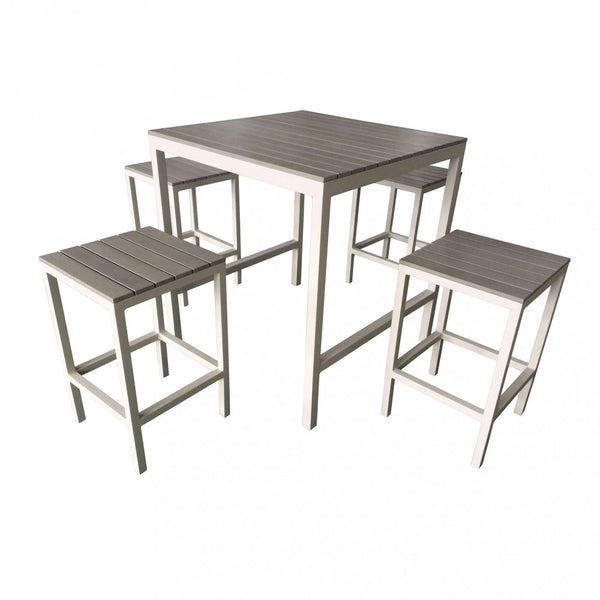 Ensemble table de bar et 4 tabourets Sirio en aluminium gris tourterelle online