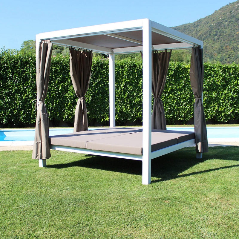 Gazebo Letto Timbuktu 212x149x195 h cm in Alluminio Bianco-3