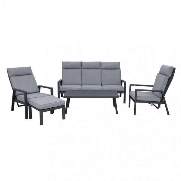 online Ensemble Salon de Jardin Canapé 2 Fauteuils et Table Basse avec Coussins en Aluminium Anthracite