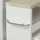 Carrello Bagno Salvaspazio a 3 Ripiani 48x15x80 cm con Rotelle e Maniglia in Legno Bianco-8