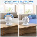 Ventilatore da Tavolo 3 Velocità 27x27x34 cm Oscillazione 70° e Inclinazione 90° Bianco e Nero-6