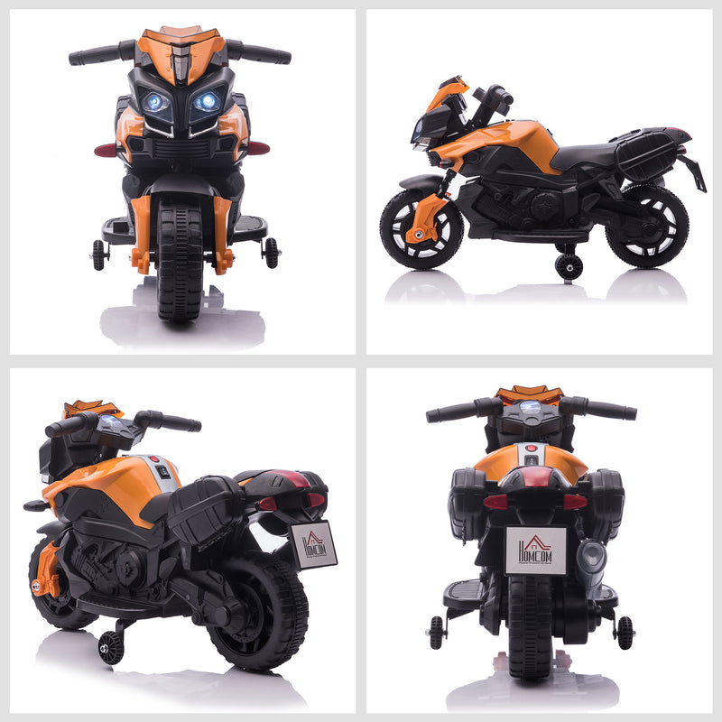 Moto Elettrica per Bambini 6V con Fari e Clacson Arancio-8