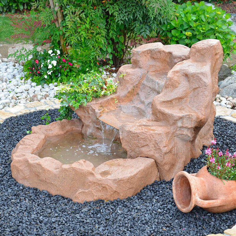 Cascata Artificiale Roccia da Giardino 185x145x110 cm in Vetroresina con Pompa-2