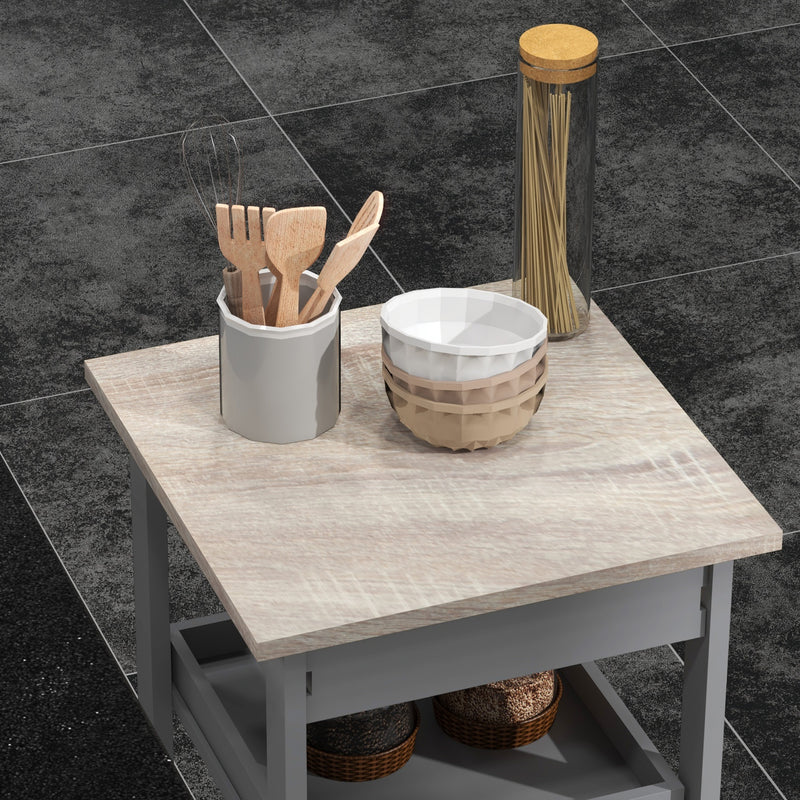 Carrello da Cucina 37x37x76 cm in Legno di Pino e MDF Rovere e Grigio-8