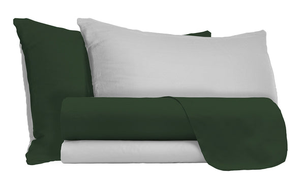 online Parure de lit double, haut et bas, taies d'oreiller double face, vert olive/gris clair