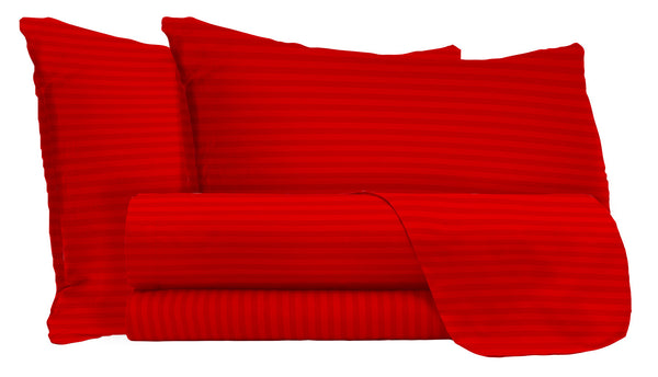 Parure de lit double dessus et dessous et taies d'oreiller en satin de polyester rouge sconto