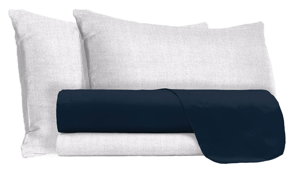 Parure de lit double dessus et dessous et taies d'oreiller en coton bleu foncé online