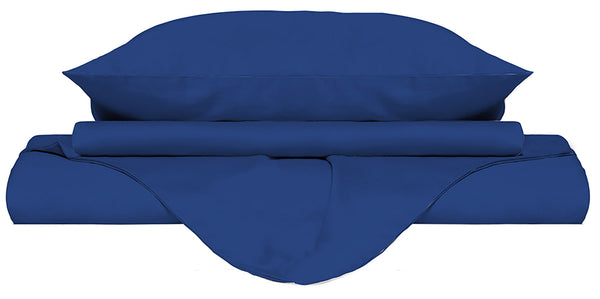 prezzo Housse de couette double avec sac et taies d'oreiller couleur unie bleu royal