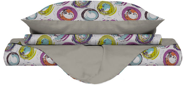 online Housse de couette avec imprimé sur le sac et taies d'oreiller Doubleface Abstract Circles