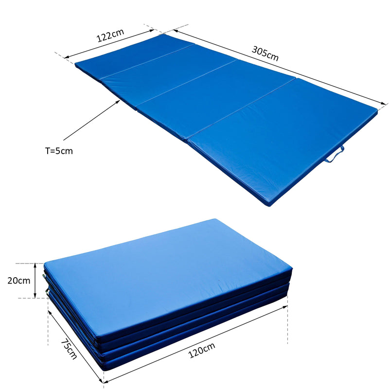 Tappetino Fitness e Yoga Pieghevole Blu 305x122x5 cm -3