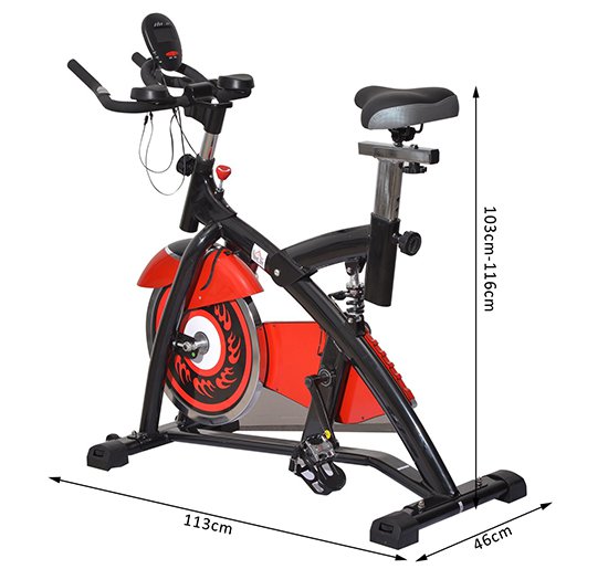 Spin Bike Indoor Allenamento Aerobico con Display a LED Nero e Rosso -4