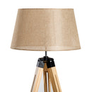 Lampada da Terra Design con Treppiede in Legno Altezza Regolabile Beige -9