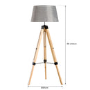 Lampada da Terra Design con Treppiede in Legno Altezza Regolabile Grigio -3