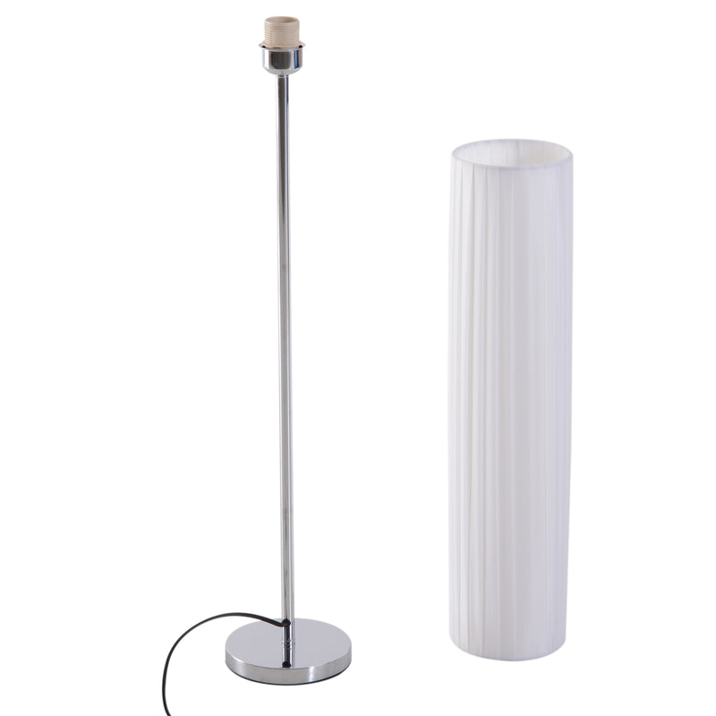 Lampada da Terra in Tessuto e Acciaio Inox 120 cm Bianco -6