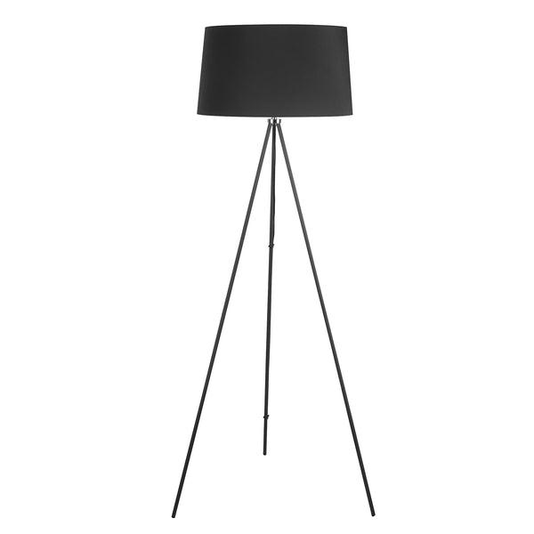 Lampadaire trépied en métal avec abat-jour en lin noir Ø48x156 cm sconto