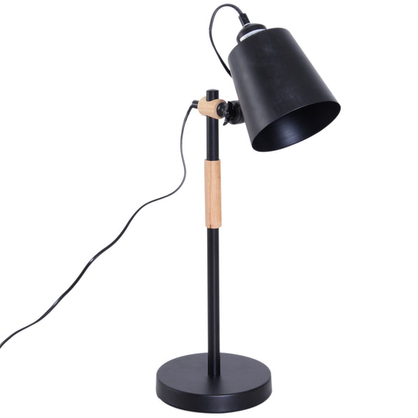 Lampe à Poser à Angle Réglable en Métal et Bois Noir 30x18x62 cm sconto