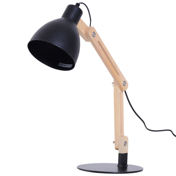 Lampe de bureau pliante en bois et métal noir sconto