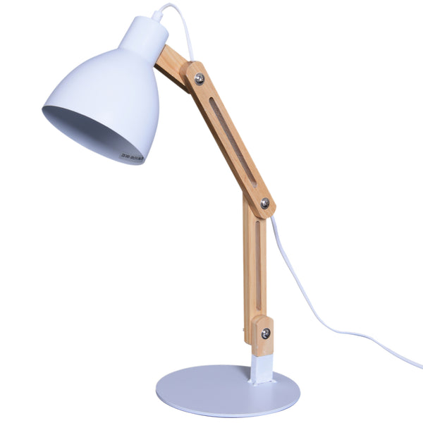 sconto Lampe de bureau pliante en bois et métal blanc