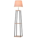 Lampada da Terra in Tessuto con 3 Ripiani 40x40x160 cm  Beige-1