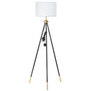 Lampada da Terra Tripode in Metallo con Paralume 56x56x137 cm  Bianco-1