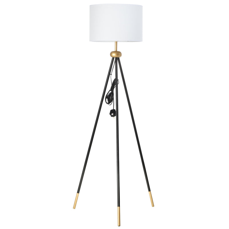 Lampada da Terra Tripode in Metallo con Paralume 56x56x137 cm  Bianco-1