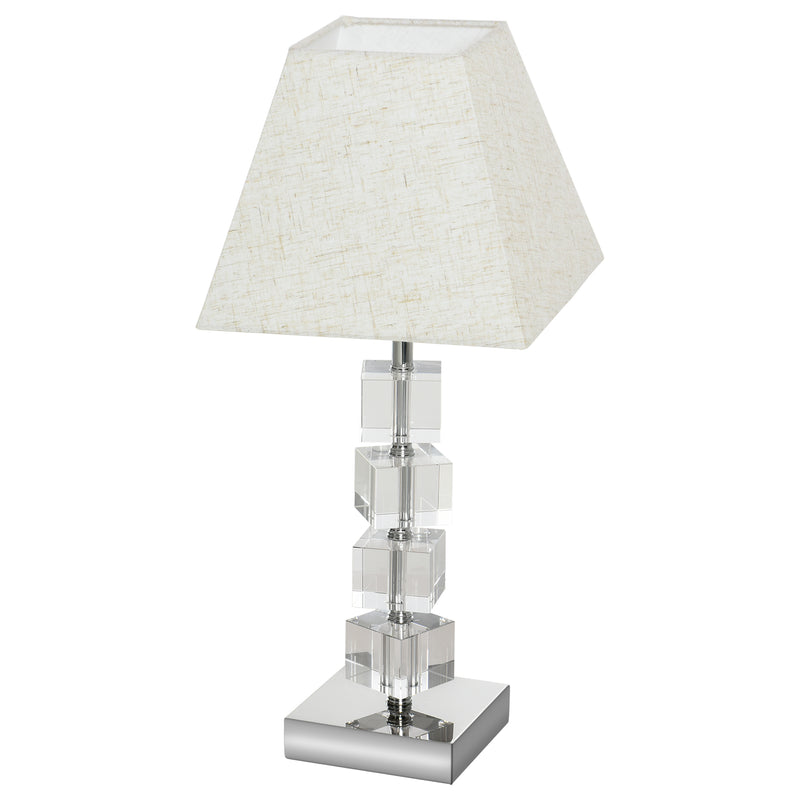 Lampada da Comodino Abat Jour con Paralume in Tessuto E14 20x20x47 cm  Crema-1