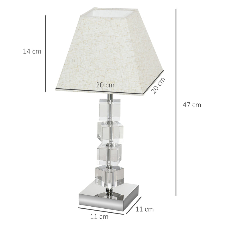 Lampada da Comodino Abat Jour con Paralume in Tessuto E14 20x20x47 cm  Crema-3