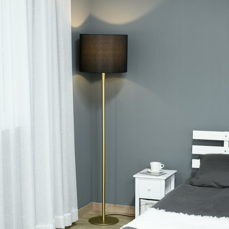 Lampada da Terra con Paralume in Stoffa E27 Ø40x160 cm  Oro-2