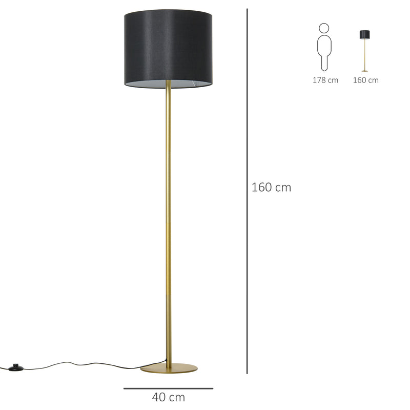 Lampada da Terra con Paralume in Stoffa E27 Ø40x160 cm  Oro-6