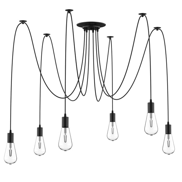 Lustre de Plafond Moderne Suspension 6 Lumières E27 Ø34x16 cm Noir acquista