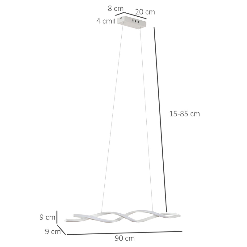 Lampadario a LED Moderno Sospeso Luce Fredda 6500K 90x9x9 cm  Argento-3