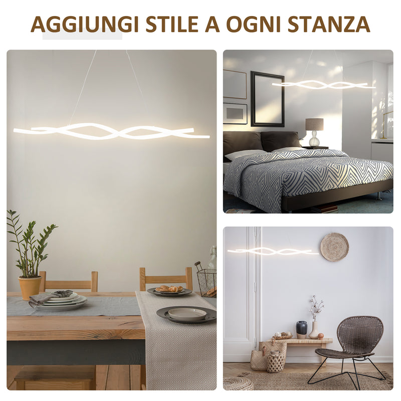 Lampadario a LED Moderno Sospeso Luce Fredda 6500K 90x9x9 cm  Argento-6