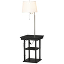 Lampada da Terra con Tavolino e 2 Prese USB 44,5x44,5x144,5 cm in Metallo Nero-1