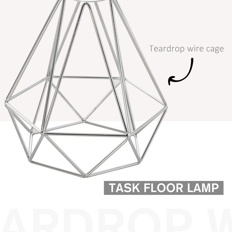 Lampada da Terra con Paralume E27 Ø25x152 cm in Metallo e Marmo Nera-6