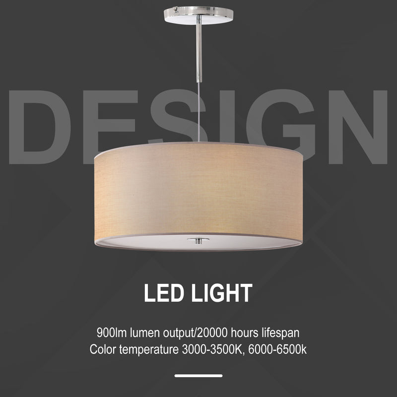 Lampadario a Sospensione con LED Dimmerabili 3 Colori 59x59x44 cm 36W Grigio Chiaro-5