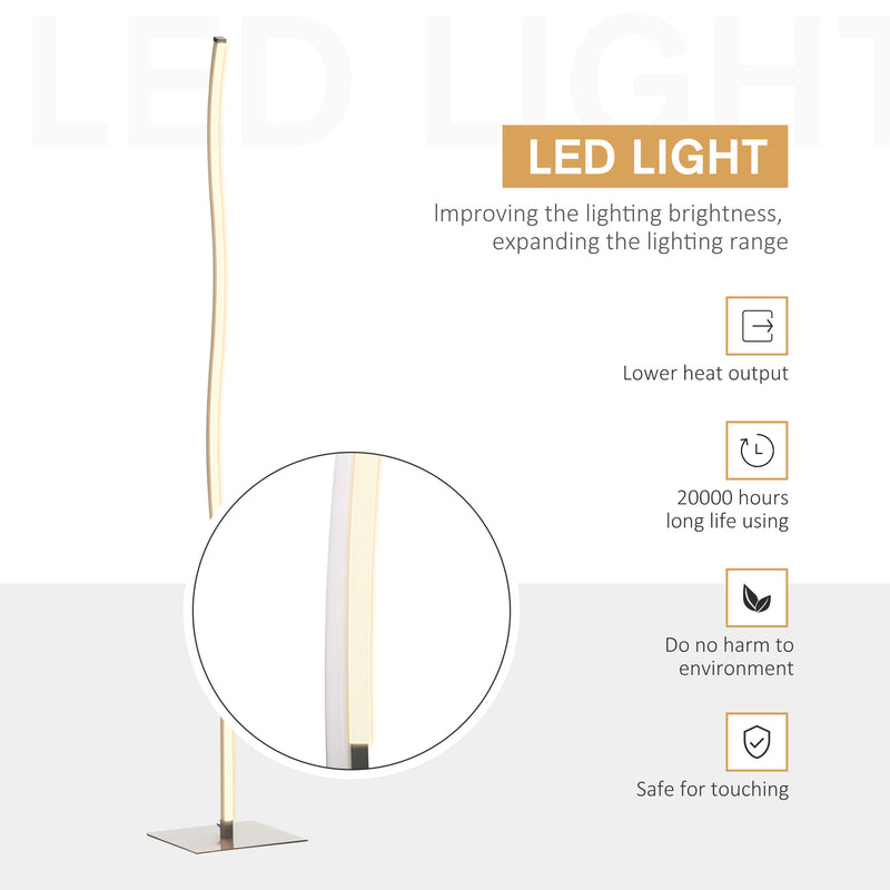 Lampada a LED da Terra a Stelo 144 cm 12W Bianco Caldo Argento-5