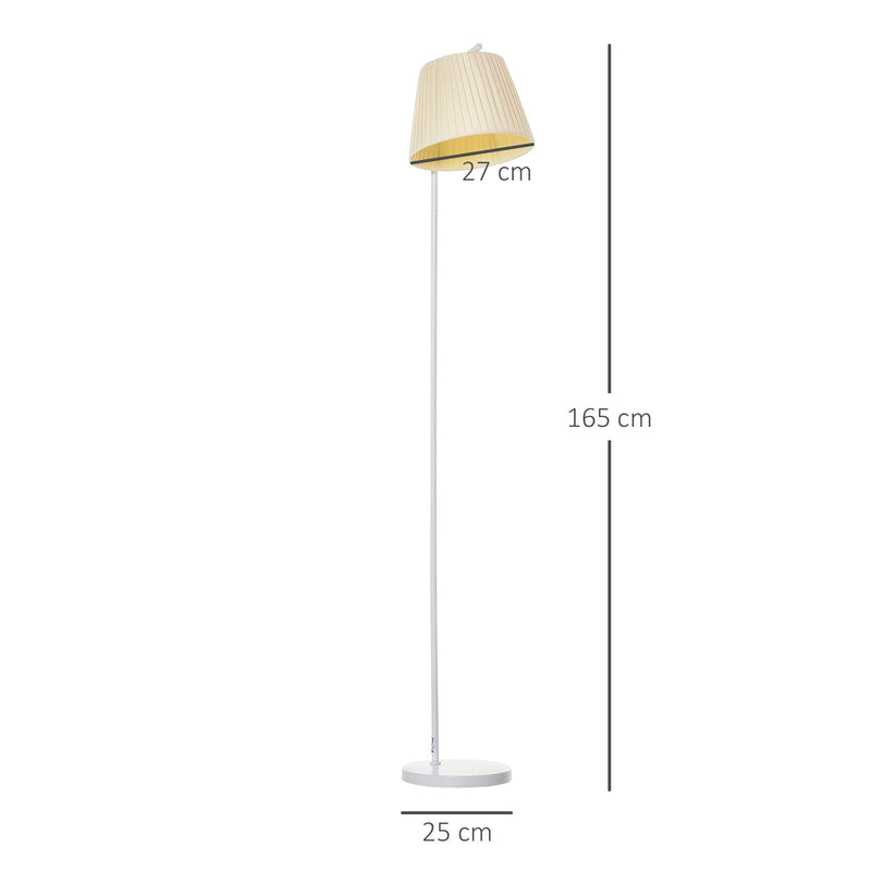 Lampada da Terra con Paralume 45x27x165 cm E27 in Metallo e Tessuto Biano Crema-3