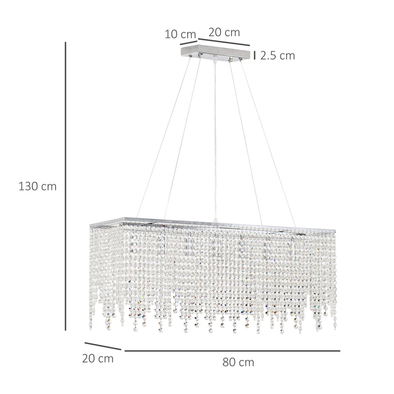 Lampadario Moderno a Gocce 80x20x130 cm E14 40W Argento-3